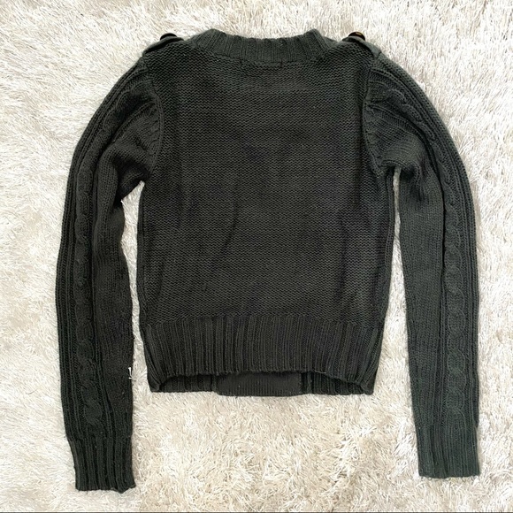 VNTG F21 Dark Grey Cable Knit Military Sweater - Picture 3 of 5